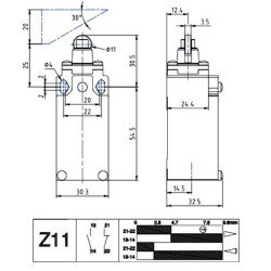AM1F12Z11  Finecorsa in alluminio  Pistoncino con rotella in acciaio PG13,5  IP65