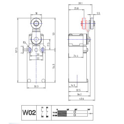 AM1F41W02   Interruttore di finecorsa Leva con rotella in nylon D 18mm  Contatti ad azione lenta 2NC apertura positiva  IP66 EN5