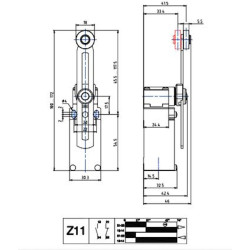 AM1F51Z11  Finecorsa in alluminio  Leva regolabile con rotella in nylon contatti a scatto  1NO  1NC  doppio isolamento e apertur