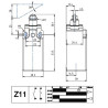 AP1T12Z11   Finecorsa Pistoncino con rotella in acciaio  corpo 30mm  corpo tecnopolimero IP65  Pg 13,5