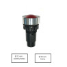 HD22M302RR024  Indicatore con riflettente cromato Led rosso 24 Vac dc  Foro 22mm   testa sferica 30mm