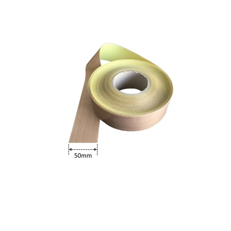 PTFE60410050  Tessuto GLASS PTFE Spess 0,14 mm  adesivo siliconico 0,045 mm  spess  tot  0,185 mm  Largh 50 mm x 30 mtl