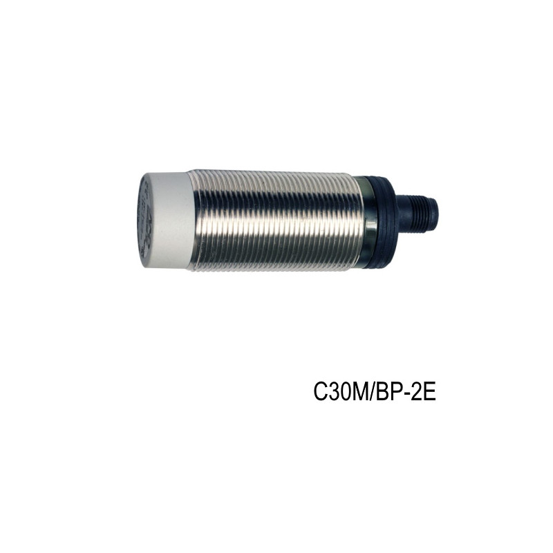 C30M/BP-2E  Sensore capacitivo M30  Corpo Inox  Sn 4  25mm  Non Schermato 10 40Vdc  PNP  NO + NC Conn M12  IP67
