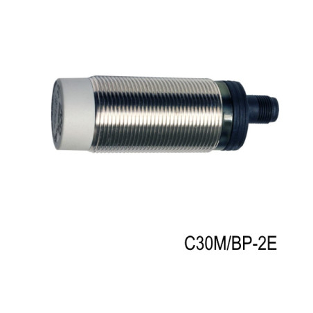 C30M/BP-2E  Sensore capacitivo M30  Corpo Inox  Sn 4  25mm  Non Schermato 10 40Vdc  PNP  NO + NC Conn M12  IP67
