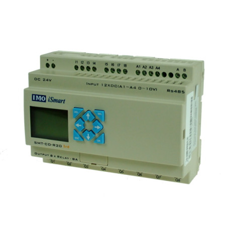 SMT-CD-R20-V3   iSmart Relè  Programmabile, alim. 24VDC, HMI,8 ingressi CC, 4 ingressi analogici, 4 uscite relè,espandibile con 