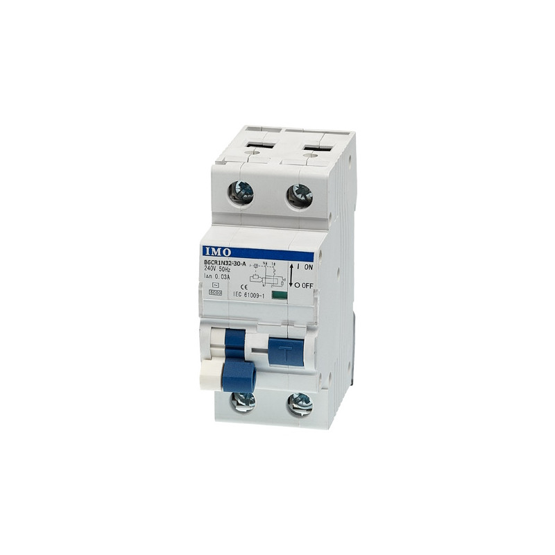 B6CR1N32-30-A  Salvavita con Protezione sovraccarico  10kA  30mA curva C   1P + N  32 Amp  230VAC CE