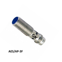 AES/AP-3F | Sensore di prossimità induttivo M8 schermato, 10-30Vdc, NO PNP, Sn=2 mm corpo in acciaio inox,uscita conn. M8.