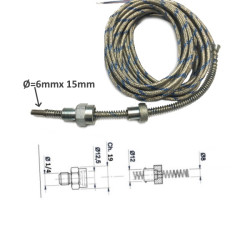 TBA1JDUBI6CA30  Termocoppie  J  Attacco a baionetta calotta Maschio 1/4  con puntale d 6 mm x 15 mm con cavo TTS Lc 3 mtl