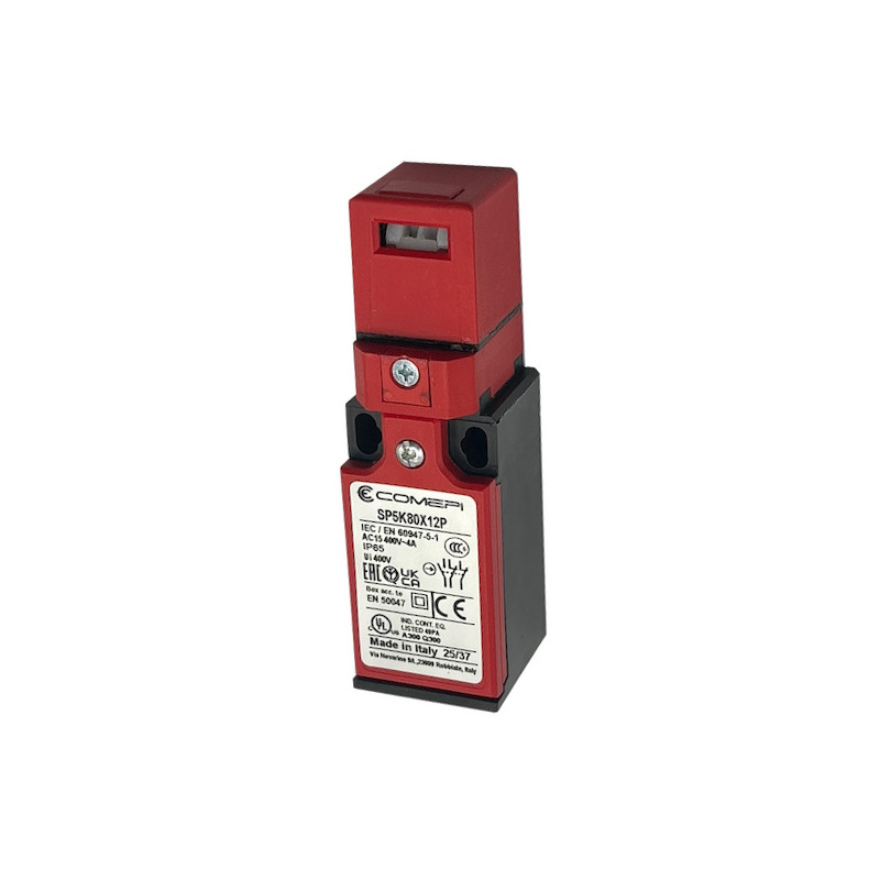 SP5K80X12P   Finecorsa di sicurezza ad azionatore separato  Testina girevole 360°  Contatti  azionamento lento 1NA  2NC doppio i