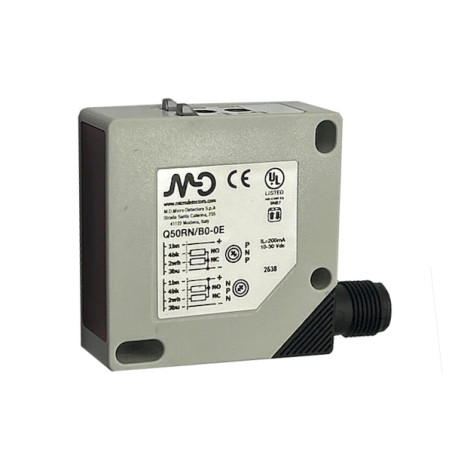 Q50RN/B0-0E    Sensore fotoelettrico polarizzato retro reflex Sn 0,2   6m Alim 10 30 Vdc  PNP NPN  NO NC uscita connettore M12