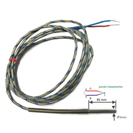 TCZ5DL45  Termocoppia Fe-Co 5 X 45 mm  LC=1000  Isolata