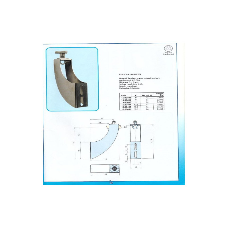 15.00401  Guida Rail Brackets AISI 304