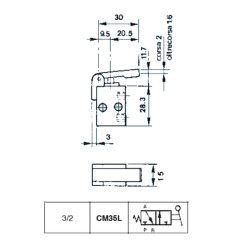 CM35L  Comando pneumatica con azionatore leva monostabile 3/2 M5