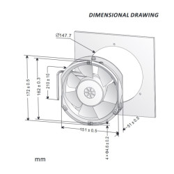 G1751H24BALB1-7  Ventola 172x150x51  24Vdc  2900 RPM  7.126m min con cuscinetti a sfera