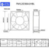 FM12038A1HBL  Ventola assiale 120x120x38 con cuscinetto 110VAC 50 60Hz   2200RPM  153 m3/h