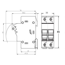 EFD1002P  Porta fusibili cilindrici  da guida DIN  D 10X38 2 Poli