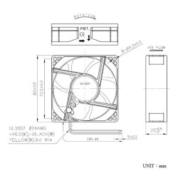 EF80251B1-1000U-G99  Ventola Assiale  80 x 80 x 25 con cuscinetti  12VDC  3200 Rpm  70m3/h  coll 3 fili