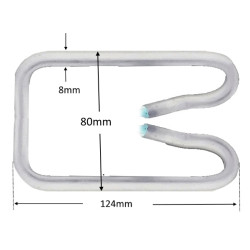 Z71.0125080   Riscaldatore sagomato D 8 mm  R124 x 80 mm  230V 400W con uscita cavo 1 mtl
