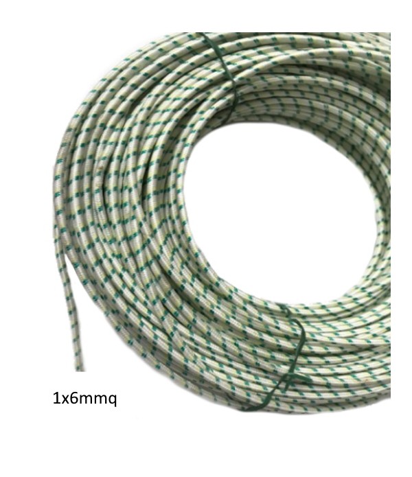 CVTR1X6   Cavo alte temperature 350°C unipolare Sez 1X6,0 mm² CU NI Conduttore flessibile nastrato con PTFE sinterizzato e ricop