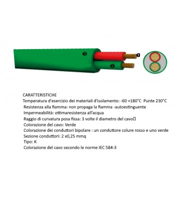 CVTCK  Cavo compensazione tipo  K 2 x 0,25mmq  silicone  IEC 584-3