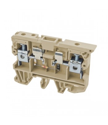 ERF2LD220AC | Morsetto a vite sez. 6mm² ,porta fusibili d.mm. 6 x 25 , 500V, 6,3 A,con LED rosso 220Vac, Beige.