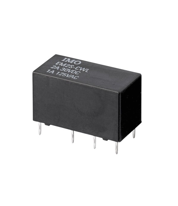 EM2S CWL 12VDC   Relè subminiatura DPCO, 2A, 12VDC, 200mW, AgNi + Au Sigillato, RoHS, 50mOhm.