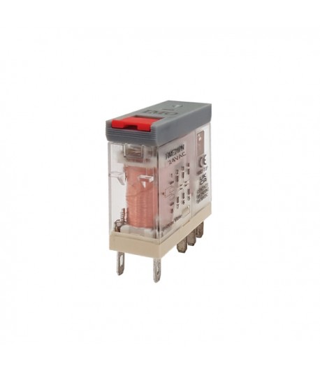 HME21PN24AC   Relè compatto di potenza 8 Amp. 24VAC 2 DPCO con LED e latch di prova.