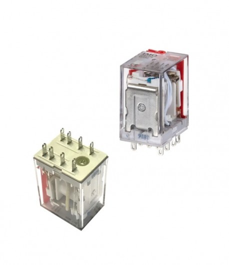 HY21PN120ACRelè di potenza per uso generico, 2PCO, 7A, 120VAC, fino a 1,8 VA, plug-in, LED e test / fermo manuale.Basi: SRN2-C, 