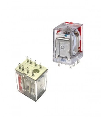 HYE21PN24AC Relè di potenza per uso generico, 2PCO, 10A, 24VAC, fino a 1,8VA, plug-in, LED e test / blocco manuale