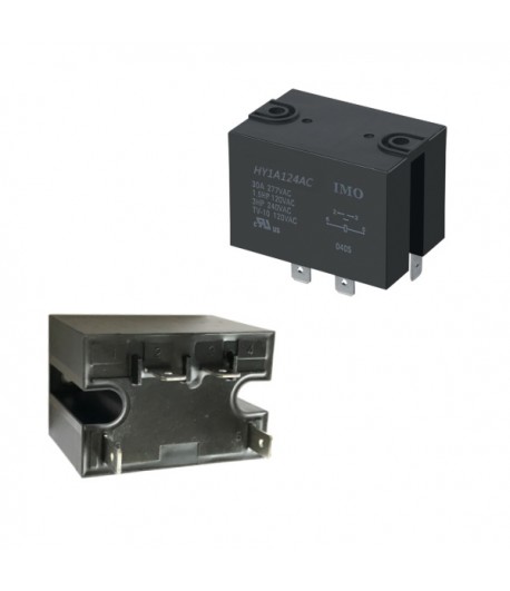 HY1A124AC Relè industriale ad alta capacità, SPNO, 30A, 24VAC, 2.7VA, AgSnO2, terminale fast, resistenza bobina 300 ohm