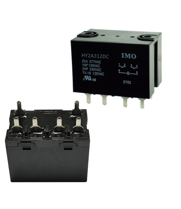 HY2A312DC  Relè industriale ad alta capacità DPNO, 25A, 12VDC, 1.9W, AgSnO2, PCB, terminale a saldare, resistenza bobina 75 Ohm.