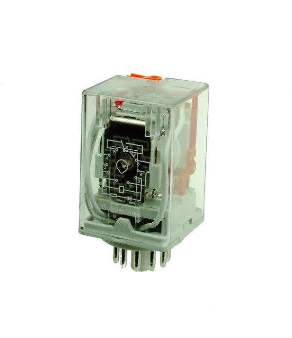 RS2PN110AC Relè di potenza per uso generico, 2PCO, 10A, 110VAC, 1.5W, plug-in, LED e test manuale.Basi: SRP8, SRR8, SRR8-M