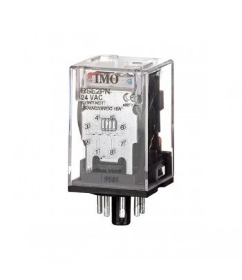 RSE2PN24AC Relè di potenza per uso generico, 2PCO, 10A, 24VAC, 1.5W, plug-in, LED e test manuale.Basi: SRP8, SRR8, SRR8-M