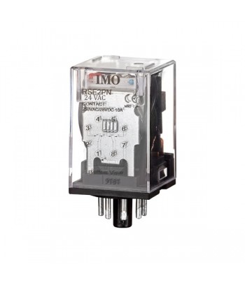 RSE3PN24AC Relè di potenza 3PCO, 5A, 24VAC, 1,5W plug-in, LED e test manuale.Basi:SRPE11, SRRE11, SRRE11-M