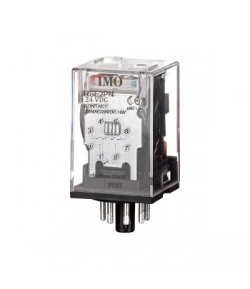 RSE3PN24DC  Relè di potenza per uso generico 3PCO, 10A, 24VDC, 2,7VA plug-in,LED e test manuale. Basi: SRPE11, SRRE11, SRRE11-M