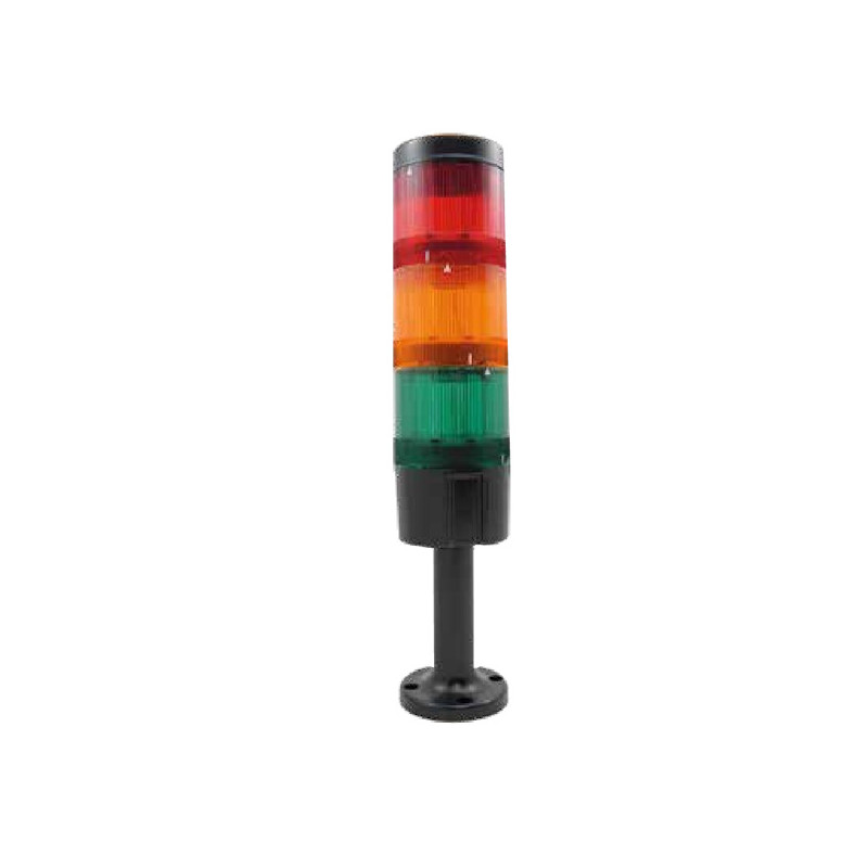 370 121315LEDNR   Colonna luminosa serie 370 3 colori verde arancio rosso BA-15D 24 Vac dc  10 LED  base nera H 100mm   collecam