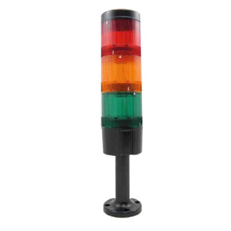 370 121315LEDNR   Colonna luminosa serie 370 3 colori verde arancio rosso BA-15D 24 Vac dc  10 LED  base nera H 100mm   collecam