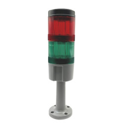 370 1215GR  Colonna luminosa serie 370  2 colori  verde  rosso Portalampada  BA-15D+ lampade filamento 24Vac dc  base grigio H 1