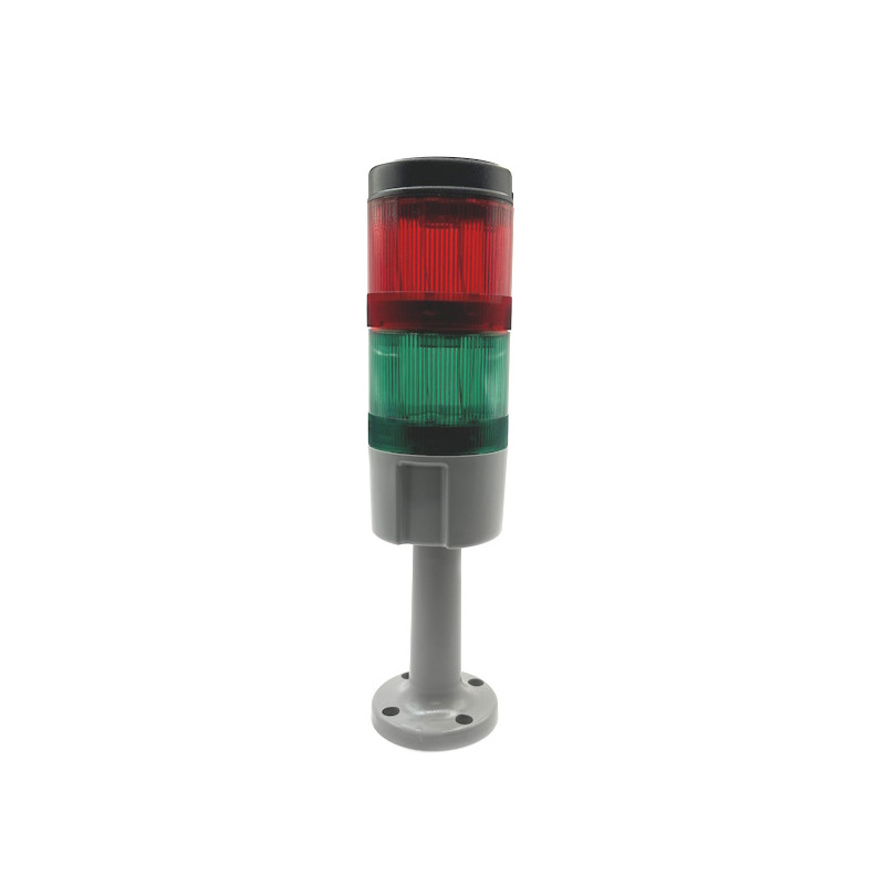 370 1215GR  Colonna luminosa serie 370  2 colori  verde  rosso Portalampada  BA-15D+ lampade filamento 24Vac dc  base grigio H 1