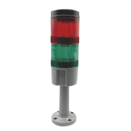 370 1215GR  Colonna luminosa serie 370  2 colori  verde  rosso Portalampada  BA-15D+ lampade filamento 24Vac dc  base grigio H 1