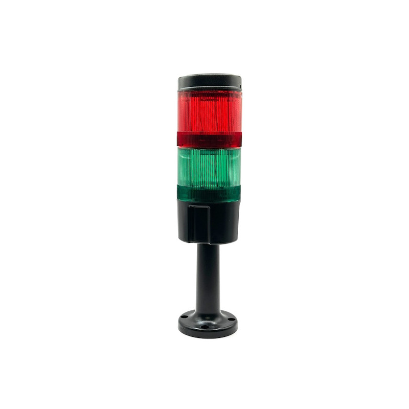 370 1215NR   Colonna luminosa serie 370  2 colori  verde  rosso Portalampada  BA-15D+ lampade filamento 24Vac dc  base nera H 10