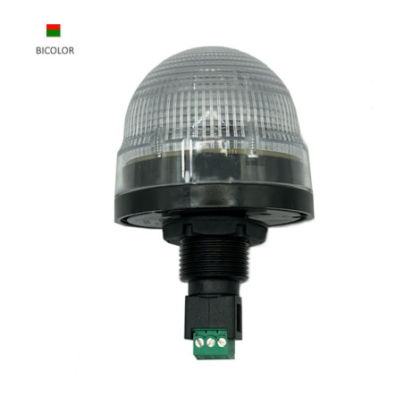 BF4B52B   Lampada Bicolor verde rosso led Luce lampeggiante Fissaggio su fori Ø 22 mm Connessione con morsettiera estraibile 24V