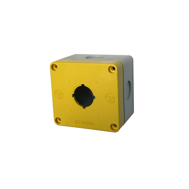 BG1YEL  Cassetta per pulsante d 22 a 1 foro  grigio e frontale giallo IP 65 67