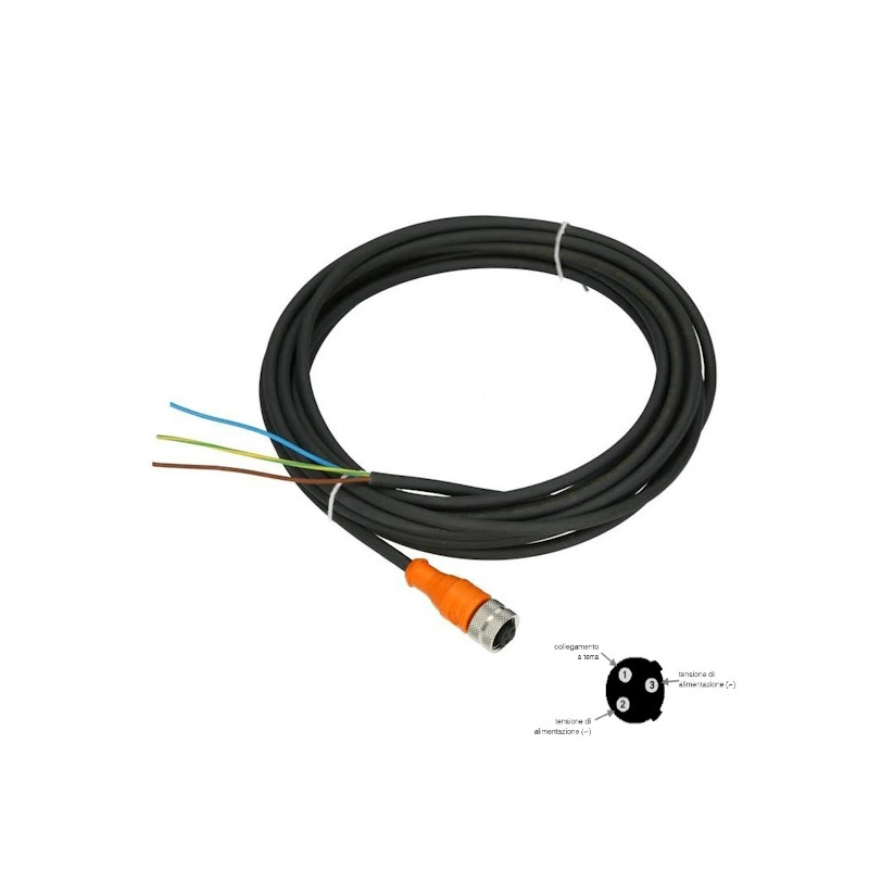 CD12M/AC-050A5   Connettore Femmina M12   Assiale 2 poli   cavo GND 5m TPU per AC