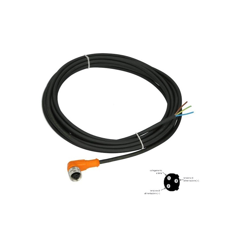CD12M/AC-050C5   Connettore Femmina M12   90° 2 poli   cavo GND 5m TPU per AC