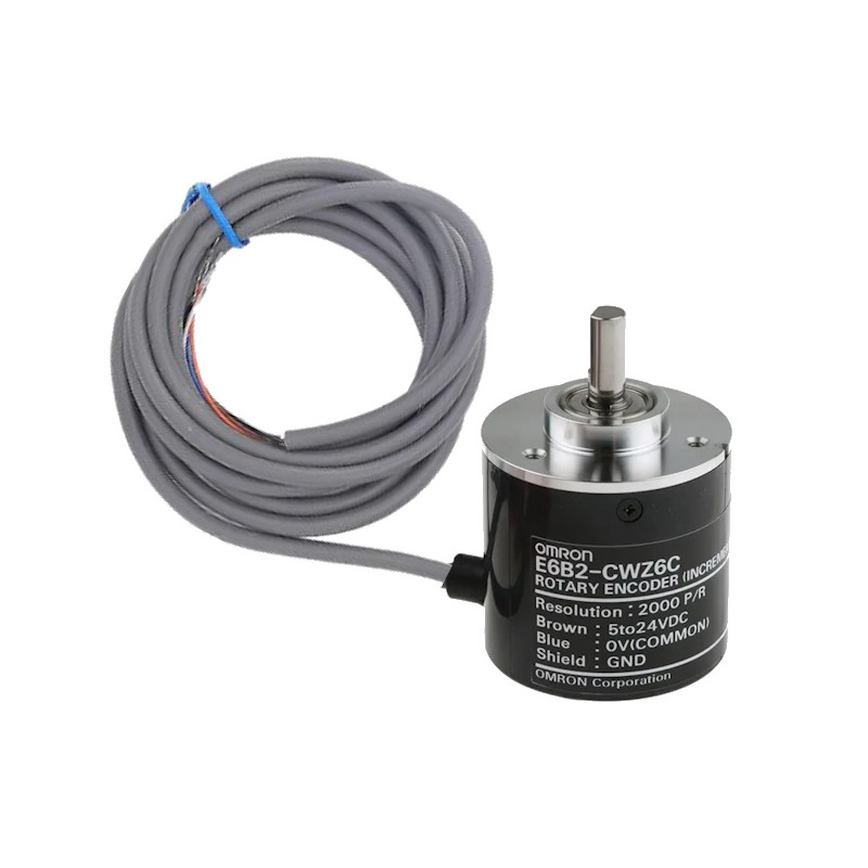 E6B2 CWZ6C  Encoder incrementale , 2000 impulsi giro , uscita Collettore aperto NPN - alim. 5 24VDC Radiale