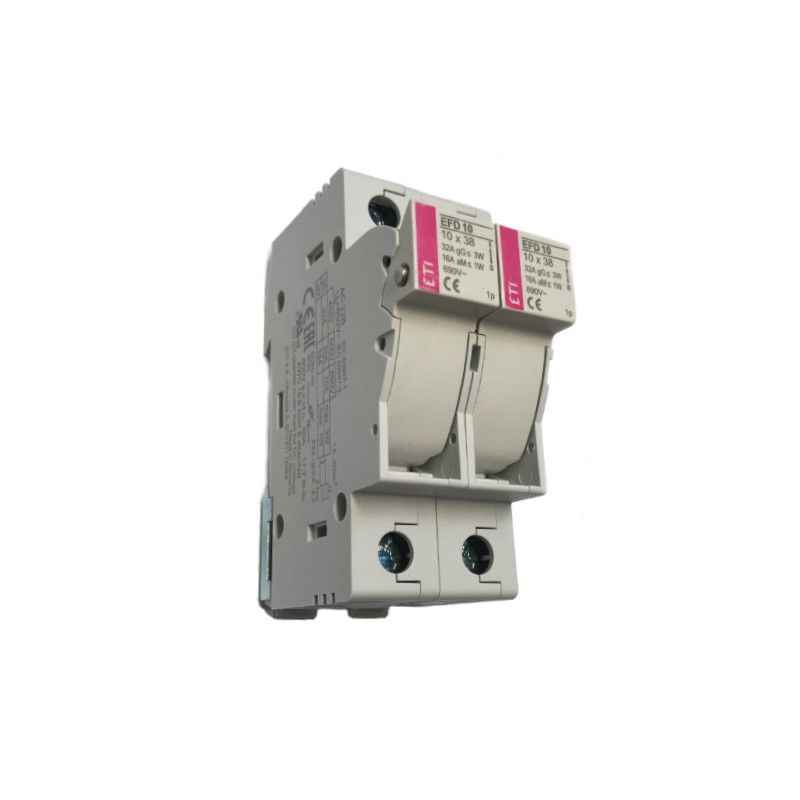 EFD1002P  Porta fusibili cilindrici  da guida DIN  D 10X38 2 Poli