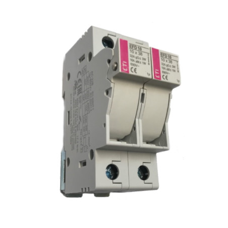 EFD1002P  Porta fusibili cilindrici  da guida DIN  D 10X38 2 Poli