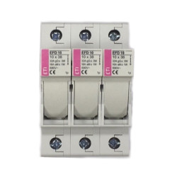 EFD1003P   Porta fusibili cilindrici  da guida DIN   D 10X38 3 Poli