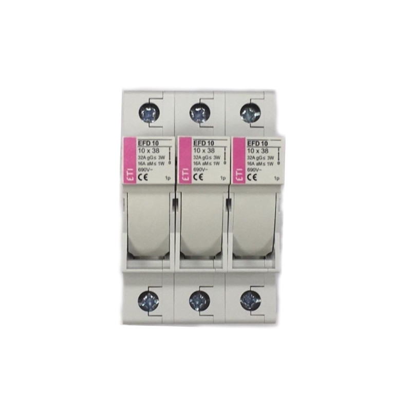 EFD1003P   Porta fusibili cilindrici  da guida DIN   D 10X38 3 Poli